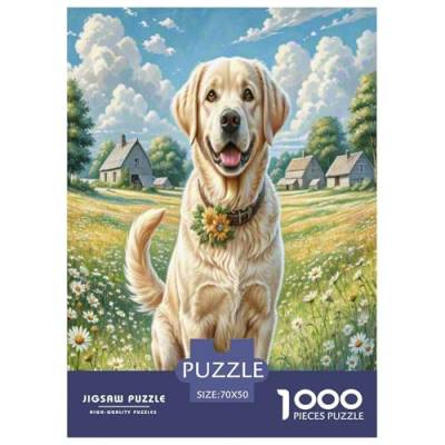 Labrador Retriever Puzzle 1000-teilige Schwer Puzzle Spielzeug Pädagogisches Spiel Impossible Herausforderung Spielzeug Für Erwachsene Und Kinder Ab 12 Jahren 70x50cm/1000pcs von ChengzeTCo